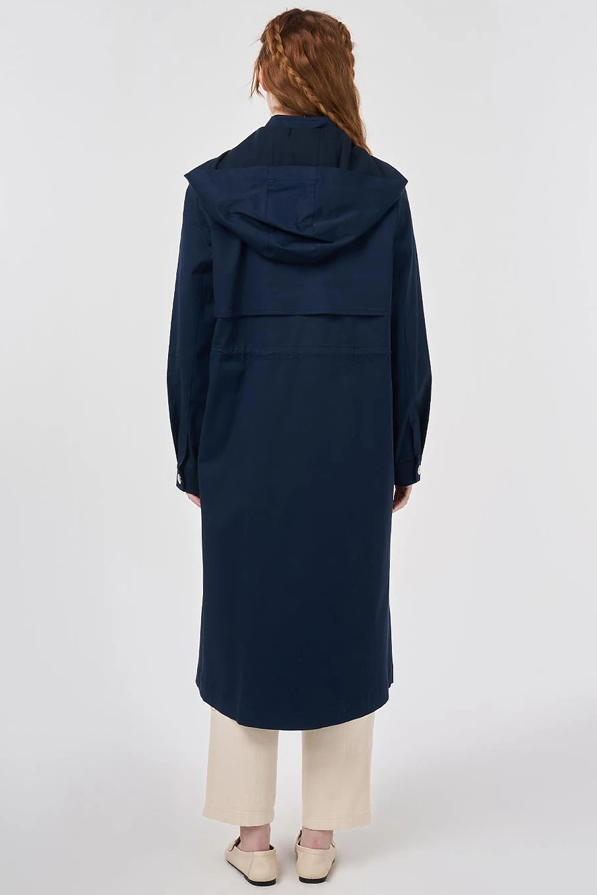 Hooded Trench Coat Dark Navy