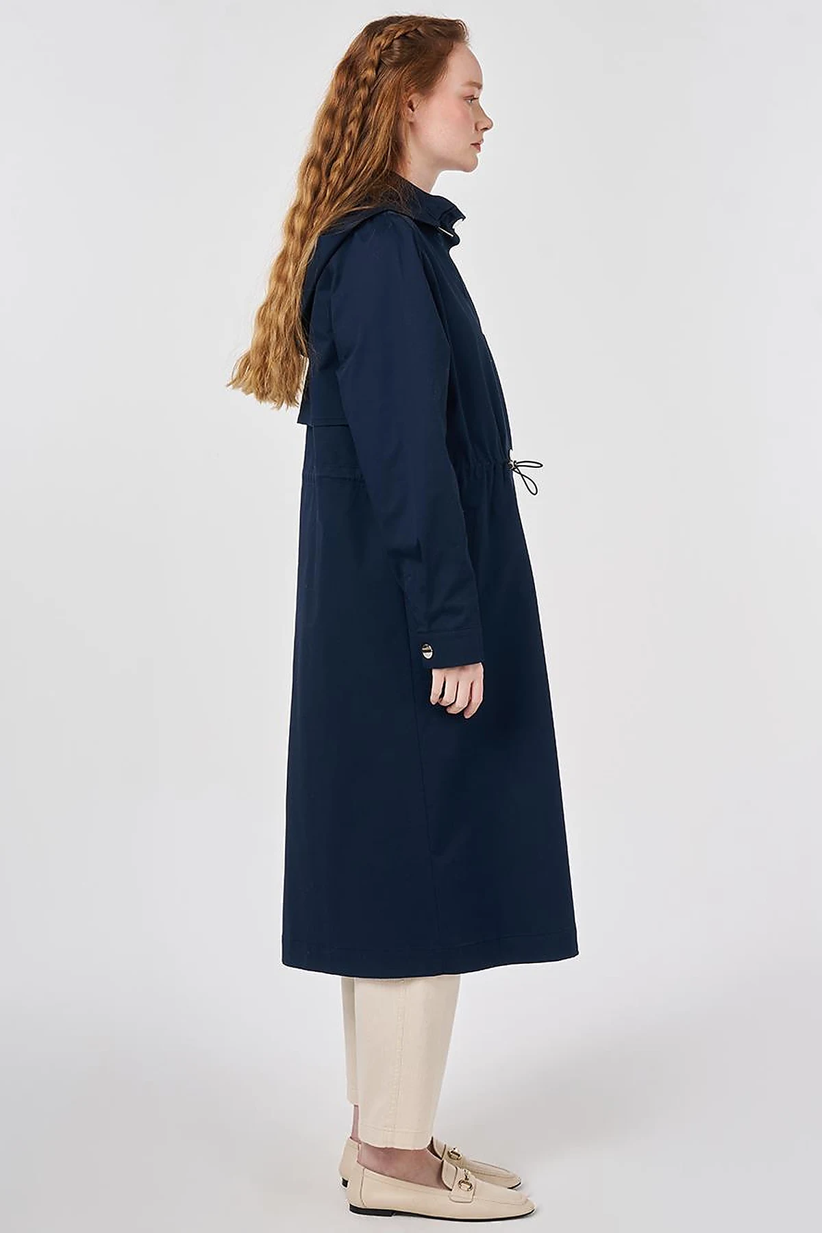 Hooded Trench Coat Dark Navy
