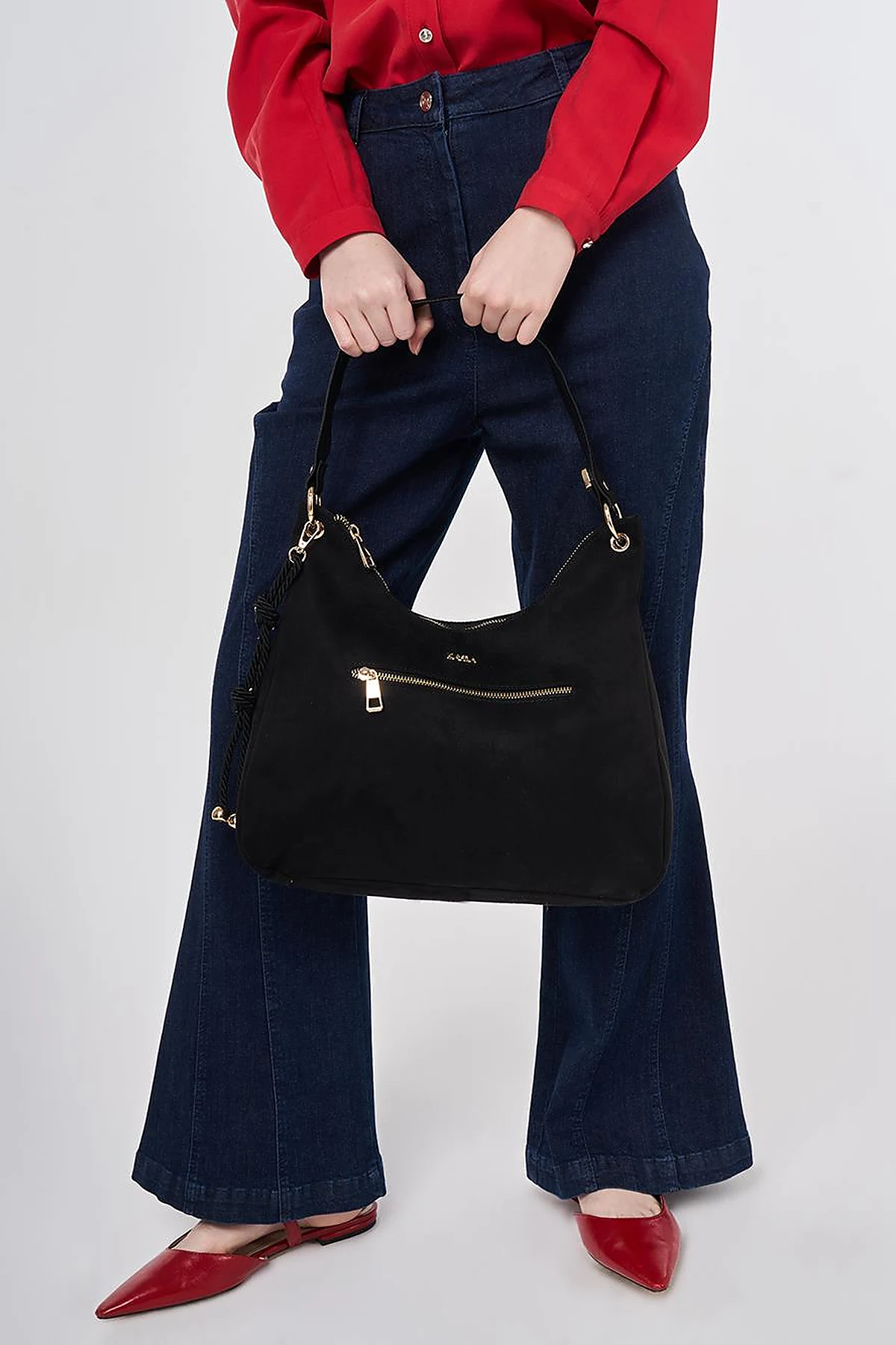 Logo Suede Bag Black