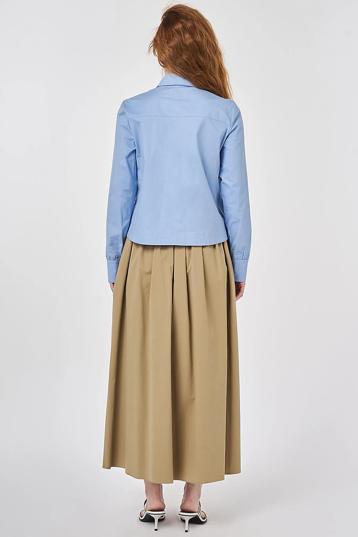 Sequined Embellished Cotton Blouse Light Aviator Blue
