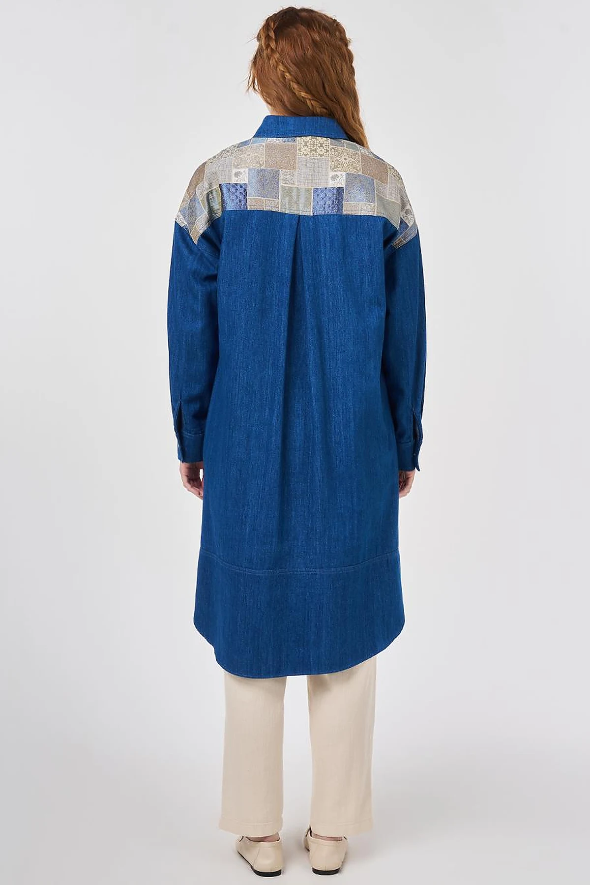 Washed Jacquard Denim Tunic Blue 