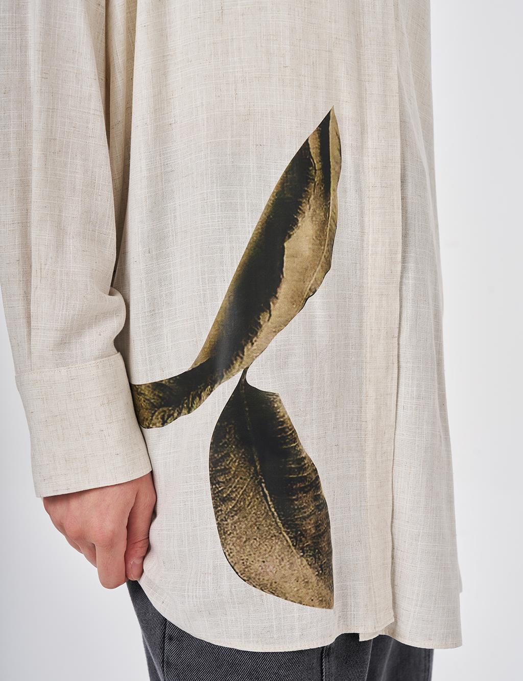 Printed Viscose Linen Tunic Cream