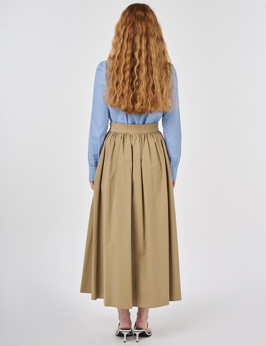 High-Waisted A-Line, Beige