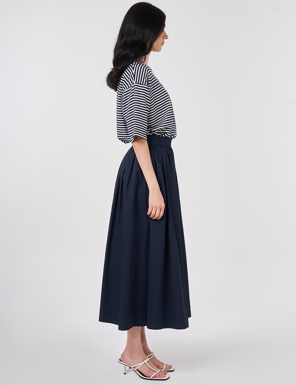 High-Waisted A-Line, Dark Navy