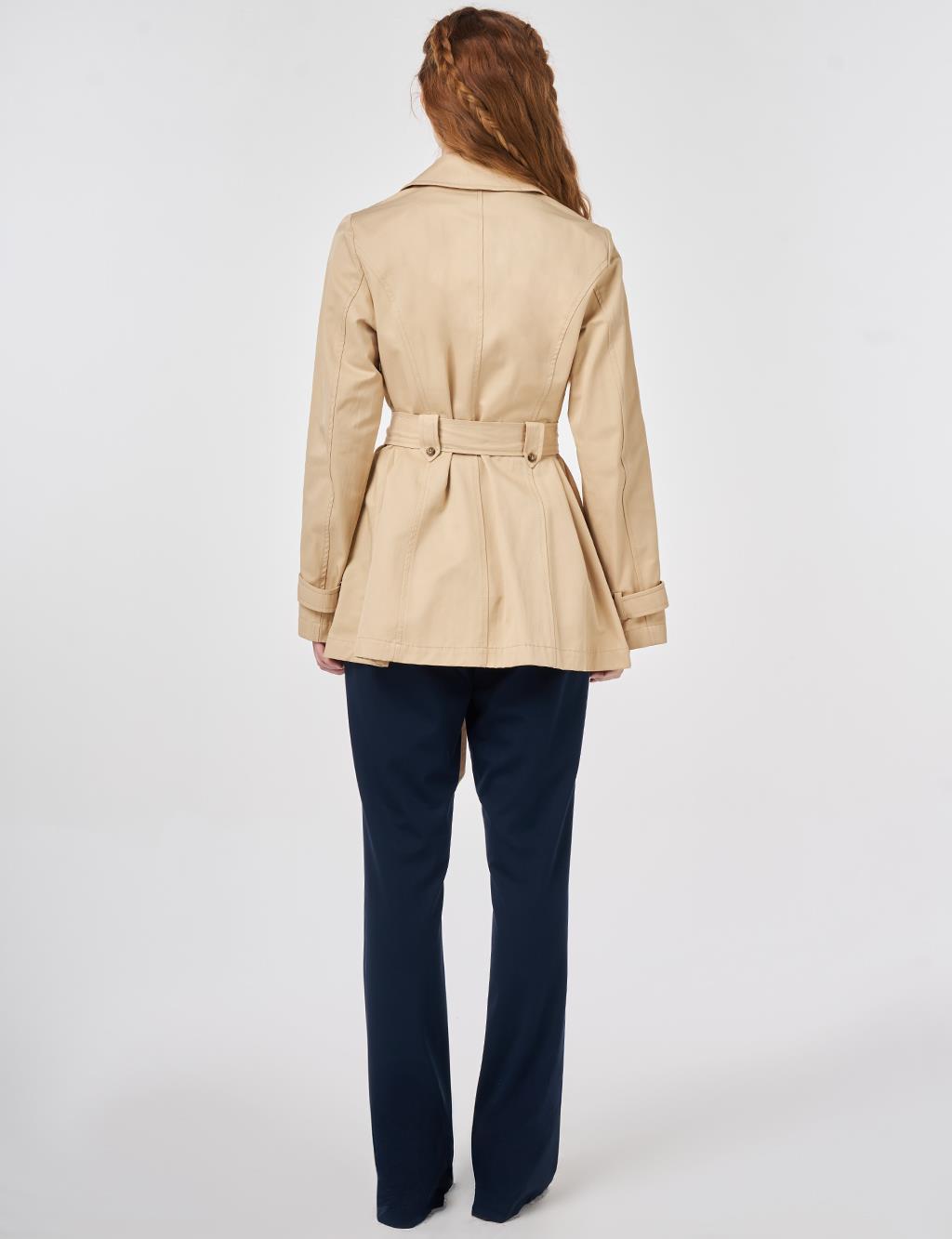 Belted Short Trench Coat, Light Yellow