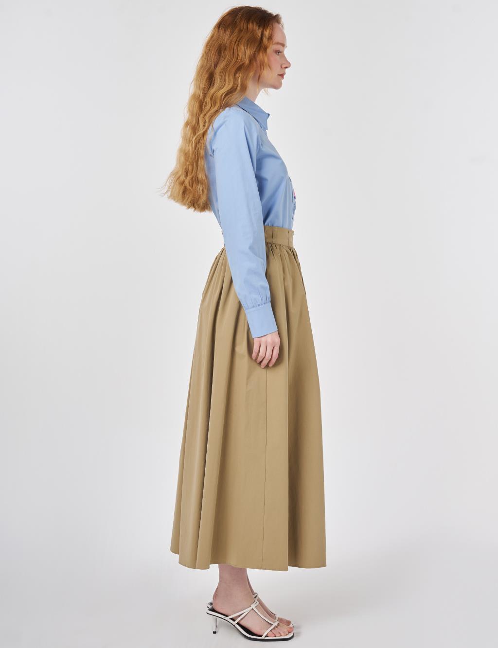 High-Waisted A-Line, Beige