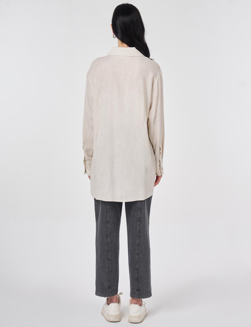 Printed Viscose Linen Tunic Cream