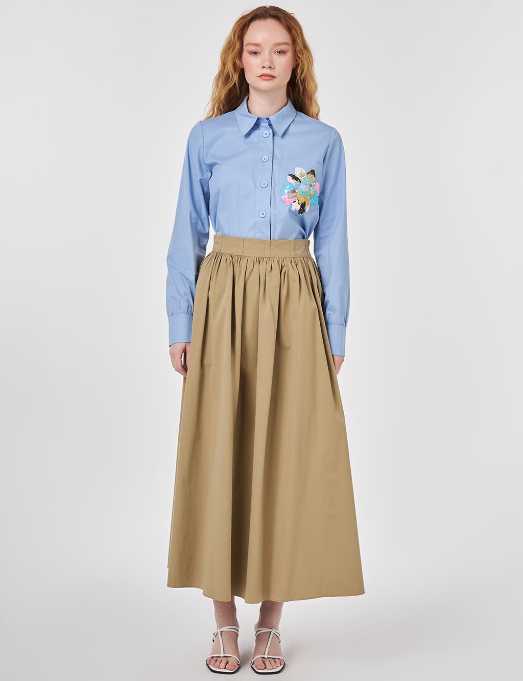 High-Waisted A-Line, Beige