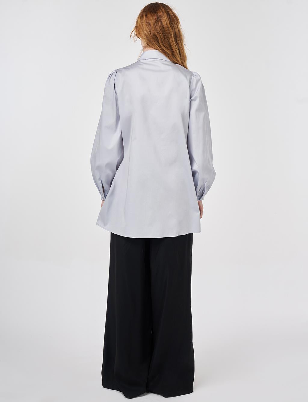 100% Cotton Shawl Collar Tunic Blue