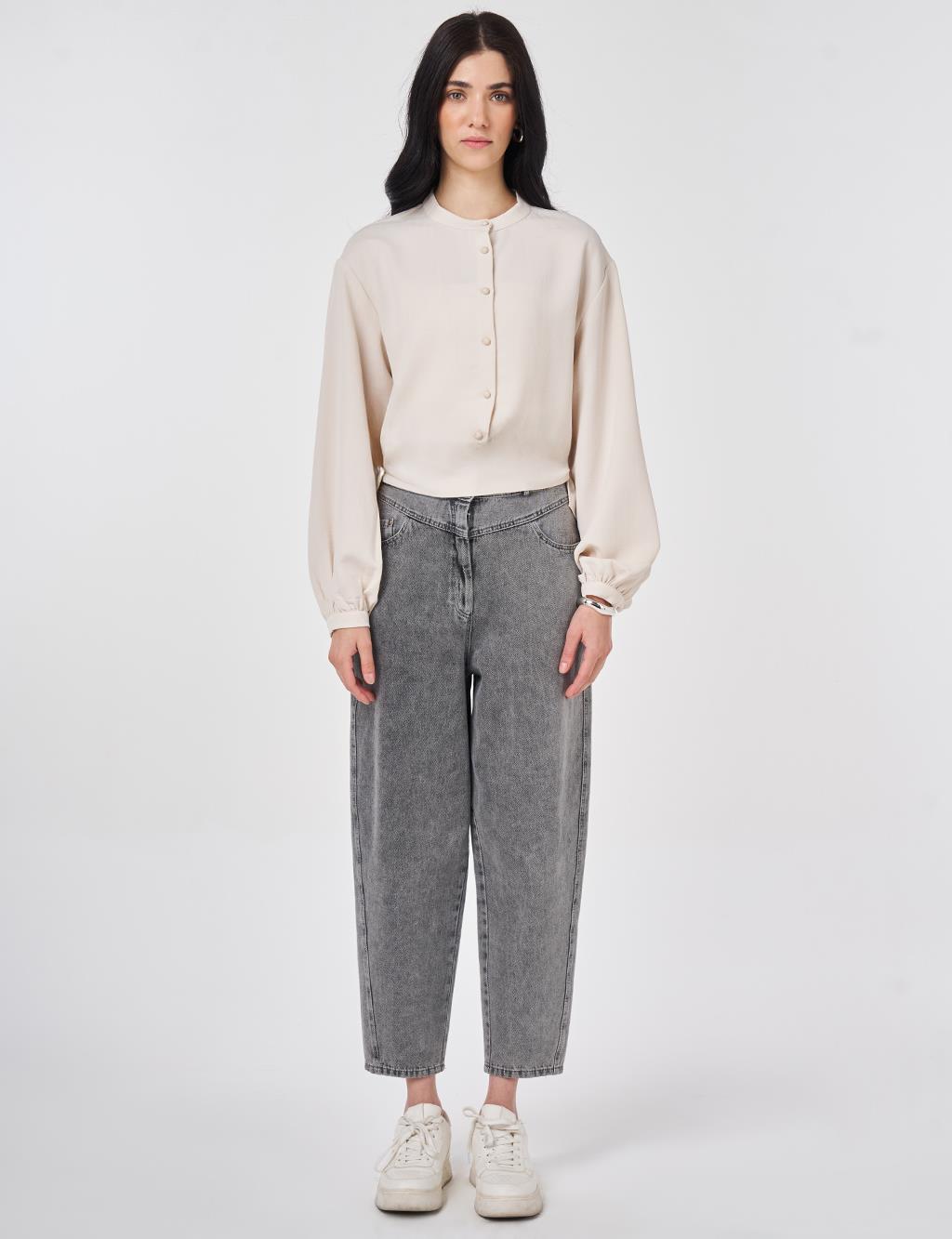 Brit Button Closure Blouse, Cream