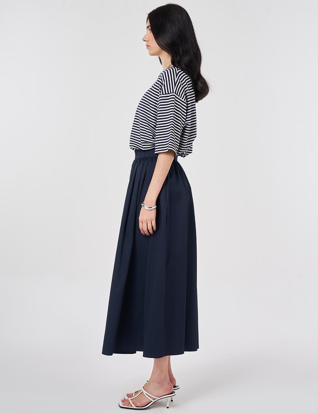 High-Waisted A-Line, Dark Navy