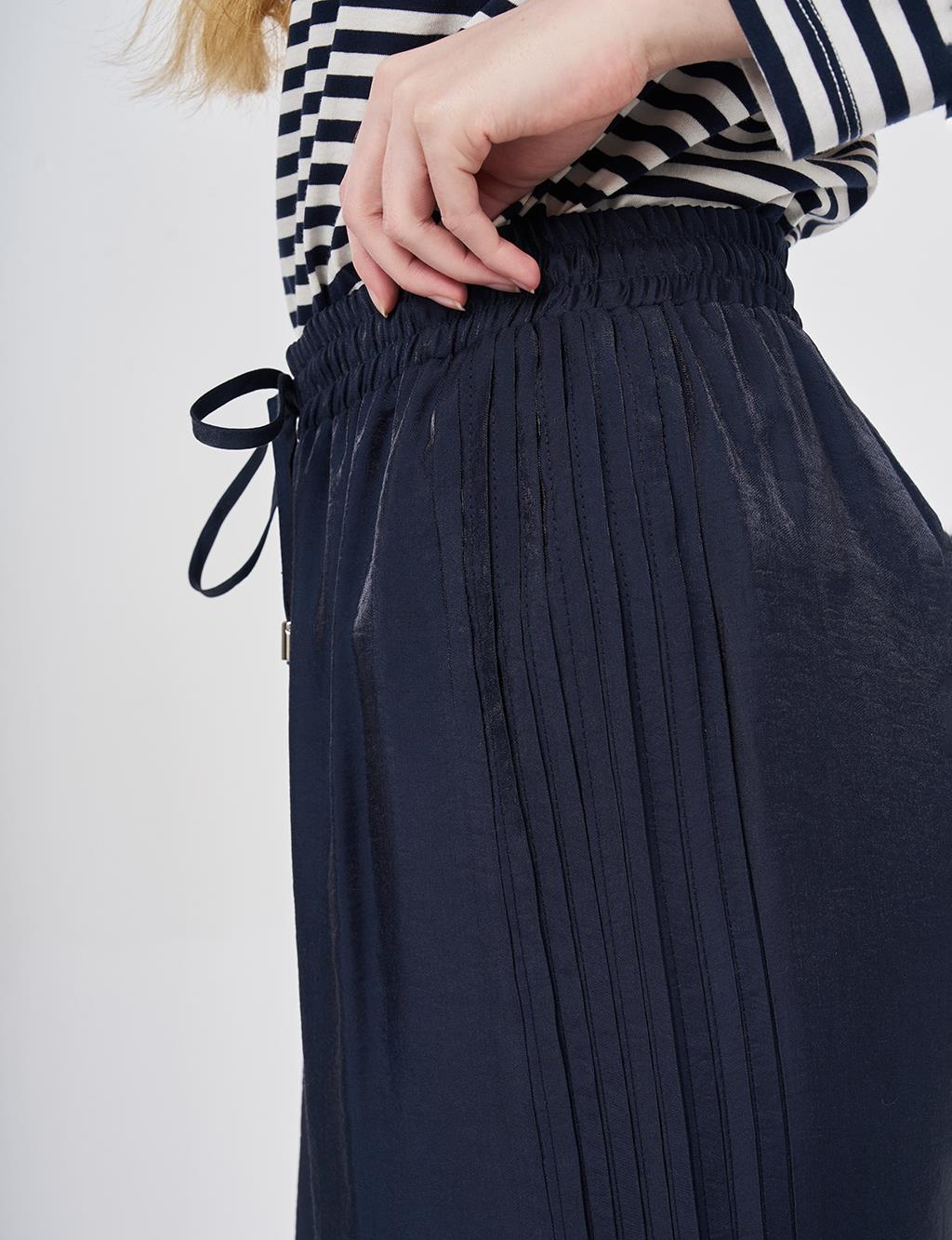 Rib-Stitched Relaxed-Fit Modal Trousers Dark Navy