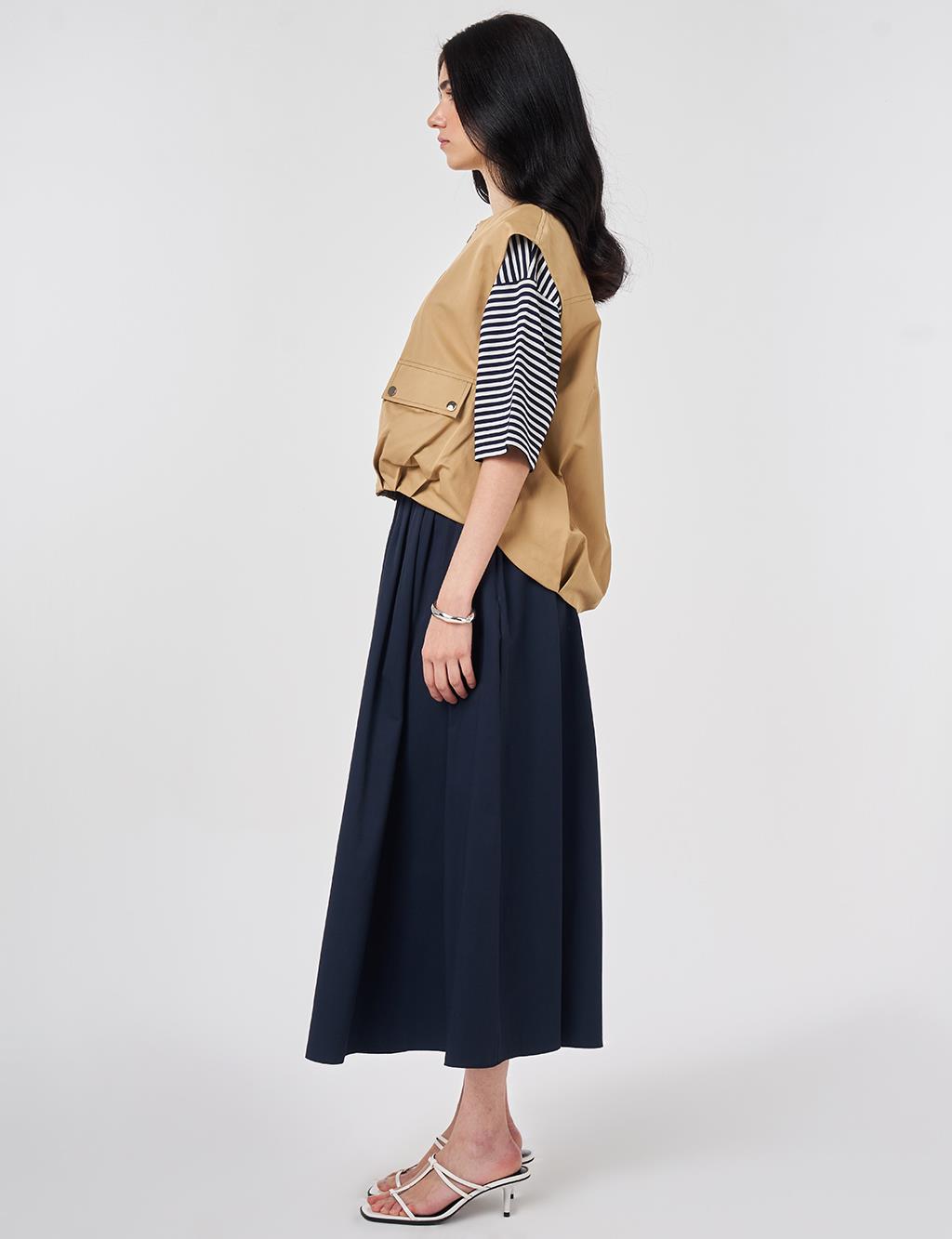 Zipper Closure Short Vest, Beige