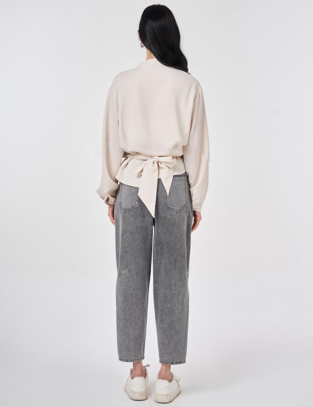 Brit Button Closure Blouse, Cream