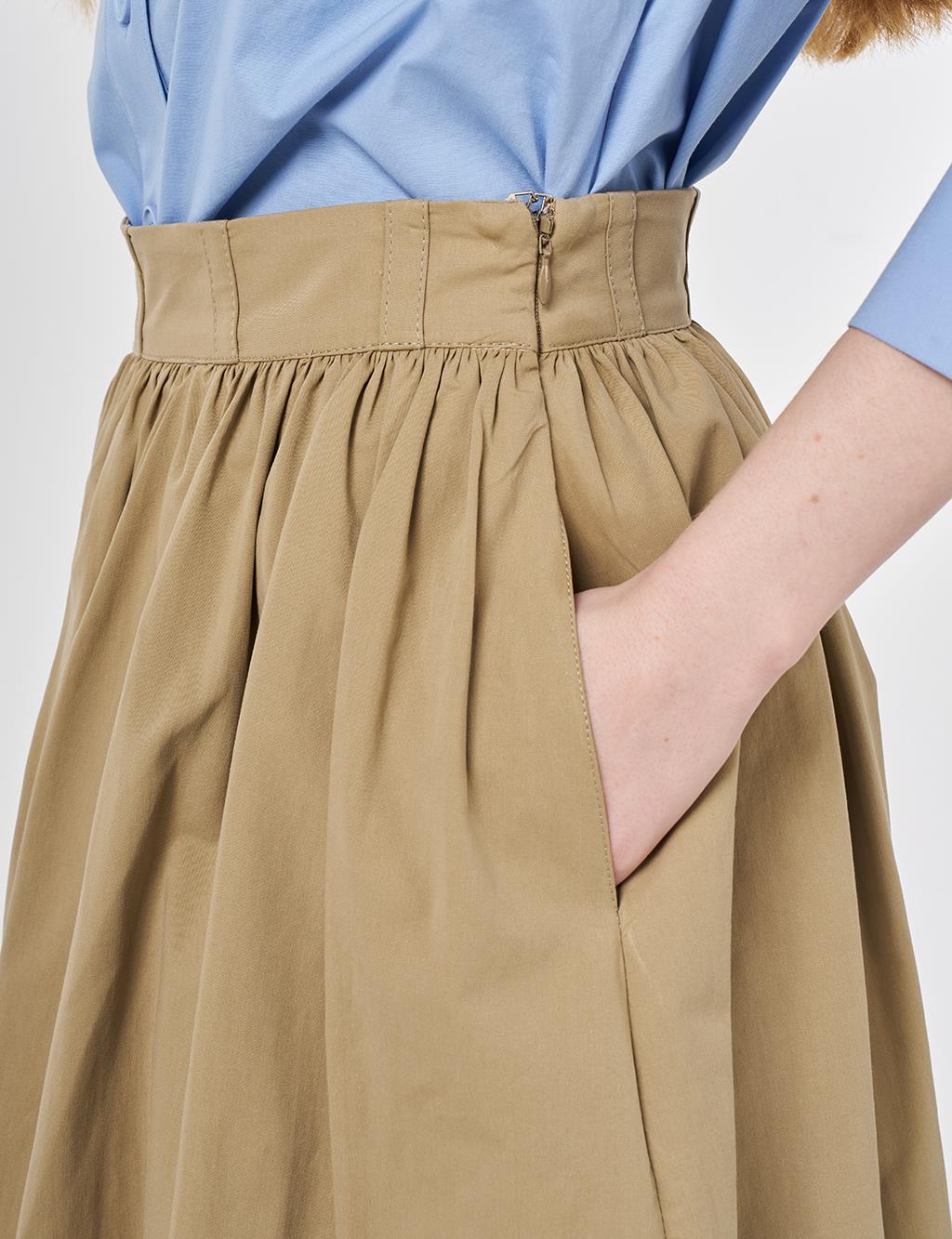 High-Waisted A-Line, Beige