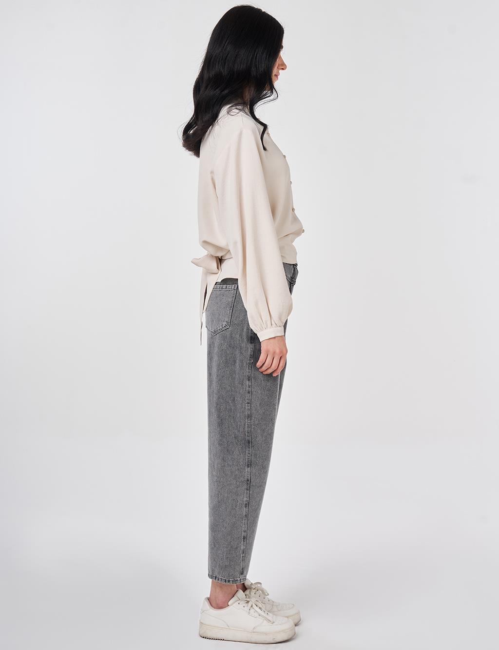 Brit Button Closure Blouse, Cream