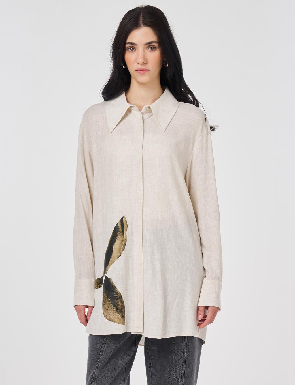 Printed Viscose Linen Tunic Cream