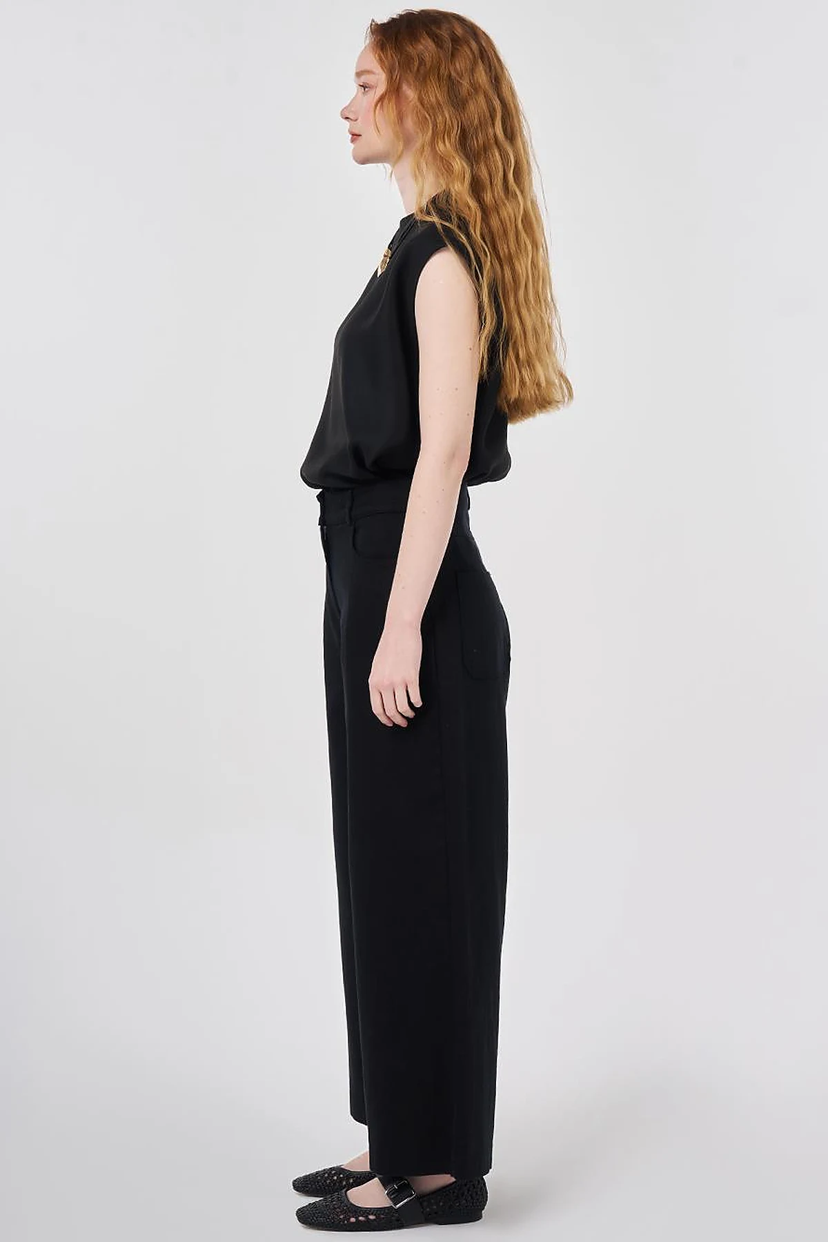 Wide Leg Non Denim Pants Black