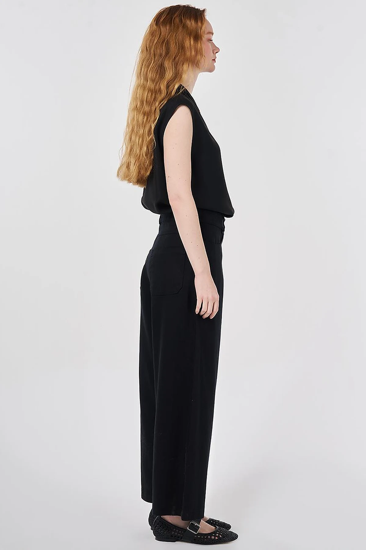 Wide Leg Non Denim Pants Black