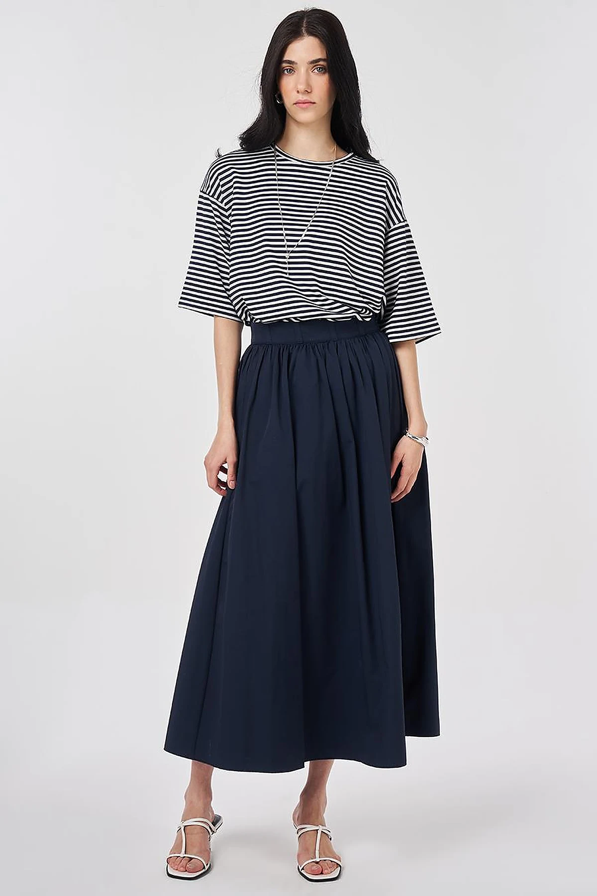 High-Waisted A-Line, Dark Navy