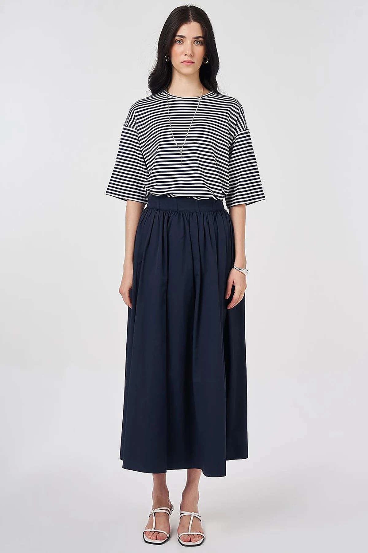 High-Waisted A-Line, Dark Navy