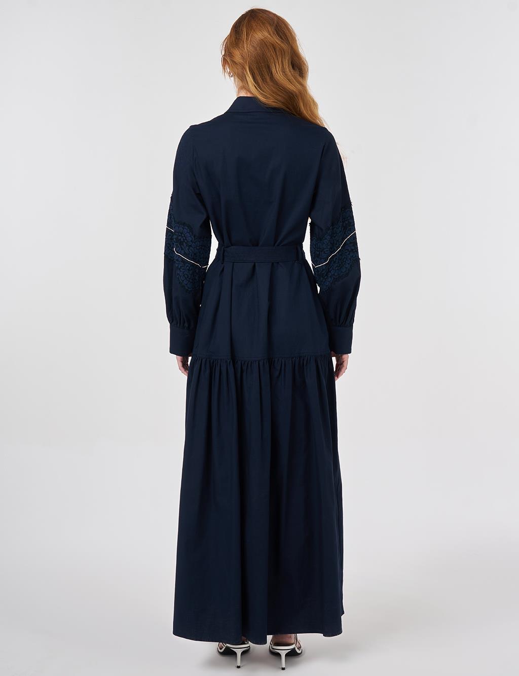 Lace Trimmed Maxi Dress Dark Navy