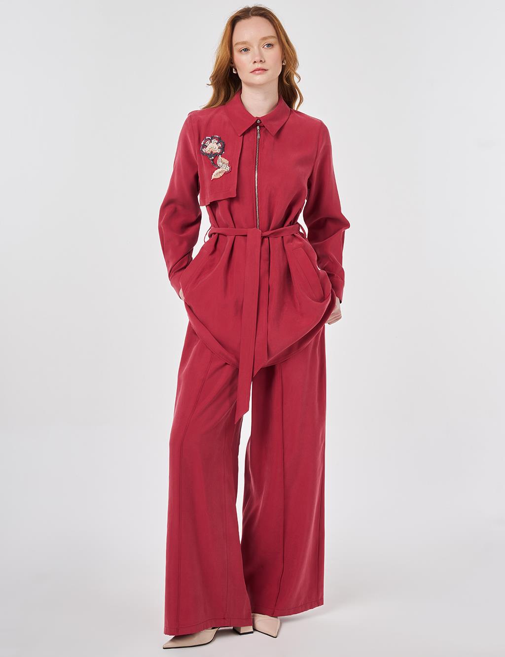 Beaded Modal Two-Piece Set, Ruby