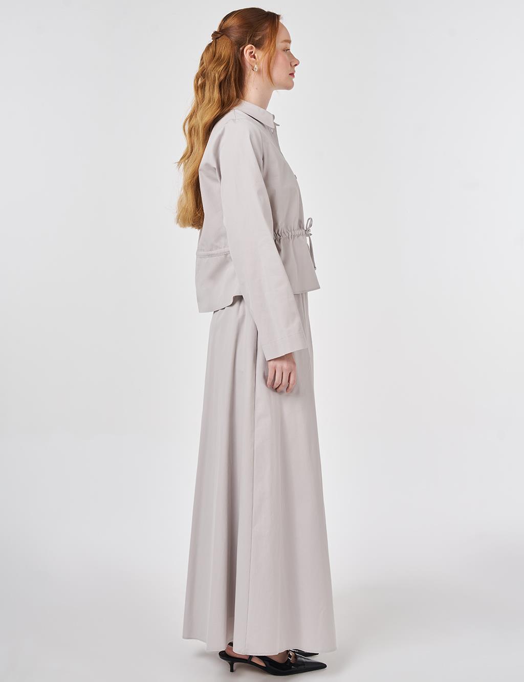 100% Cotton Floral Applique Skirt Set Grey