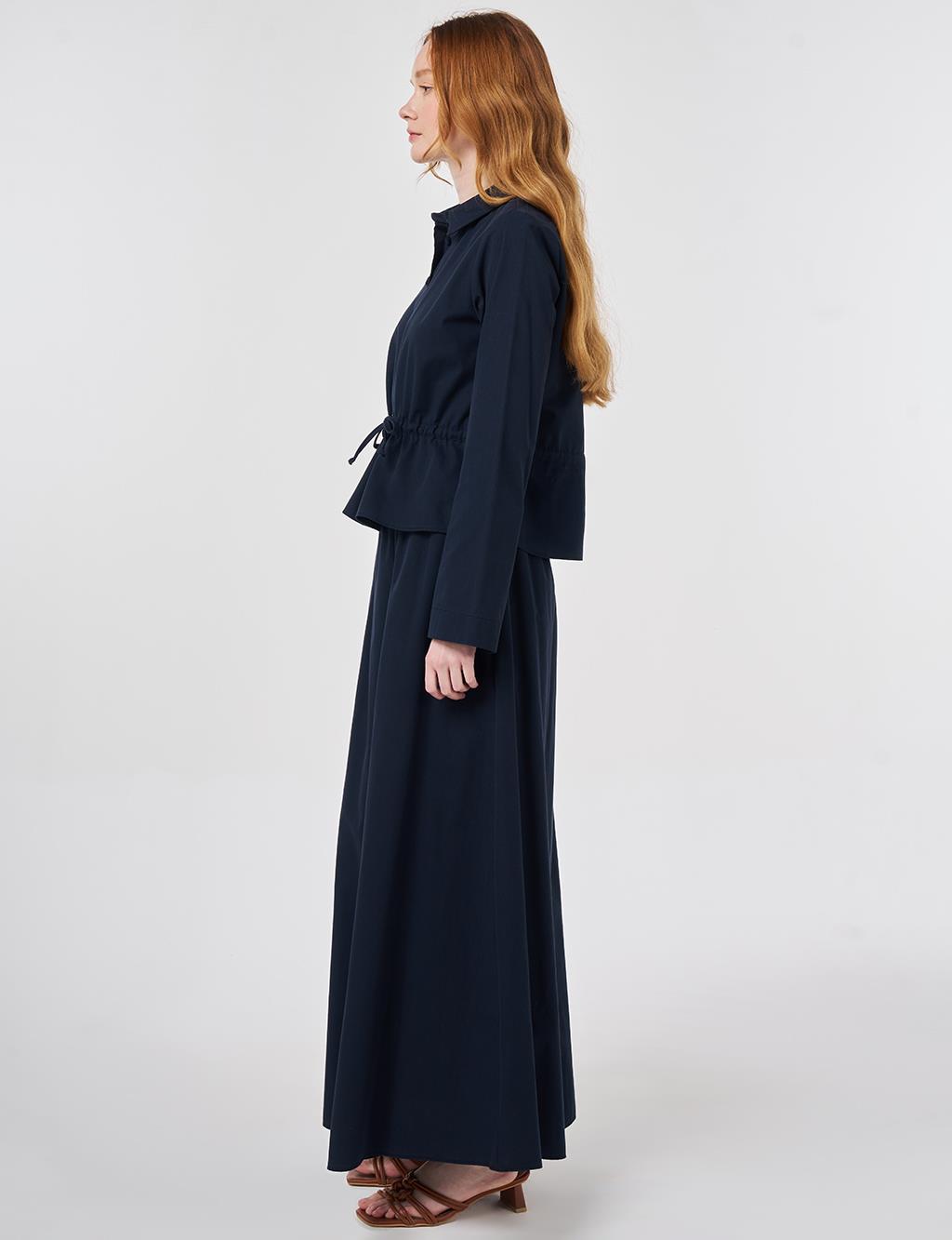 100% Cotton Floral Applique Skirt Set Dark Navy