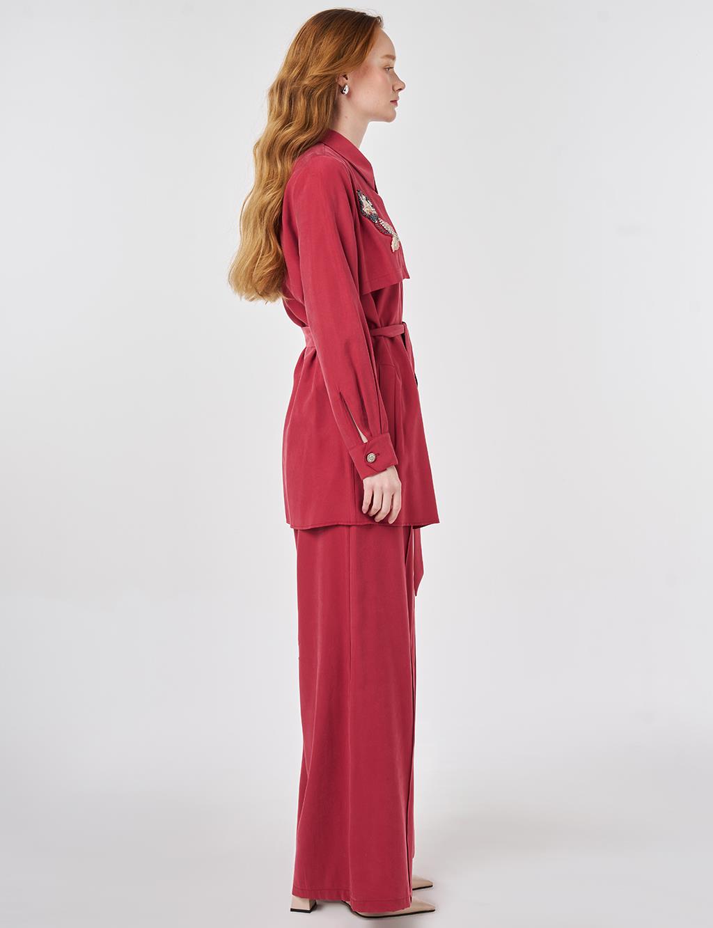 Beaded Modal Two-Piece Set, Ruby