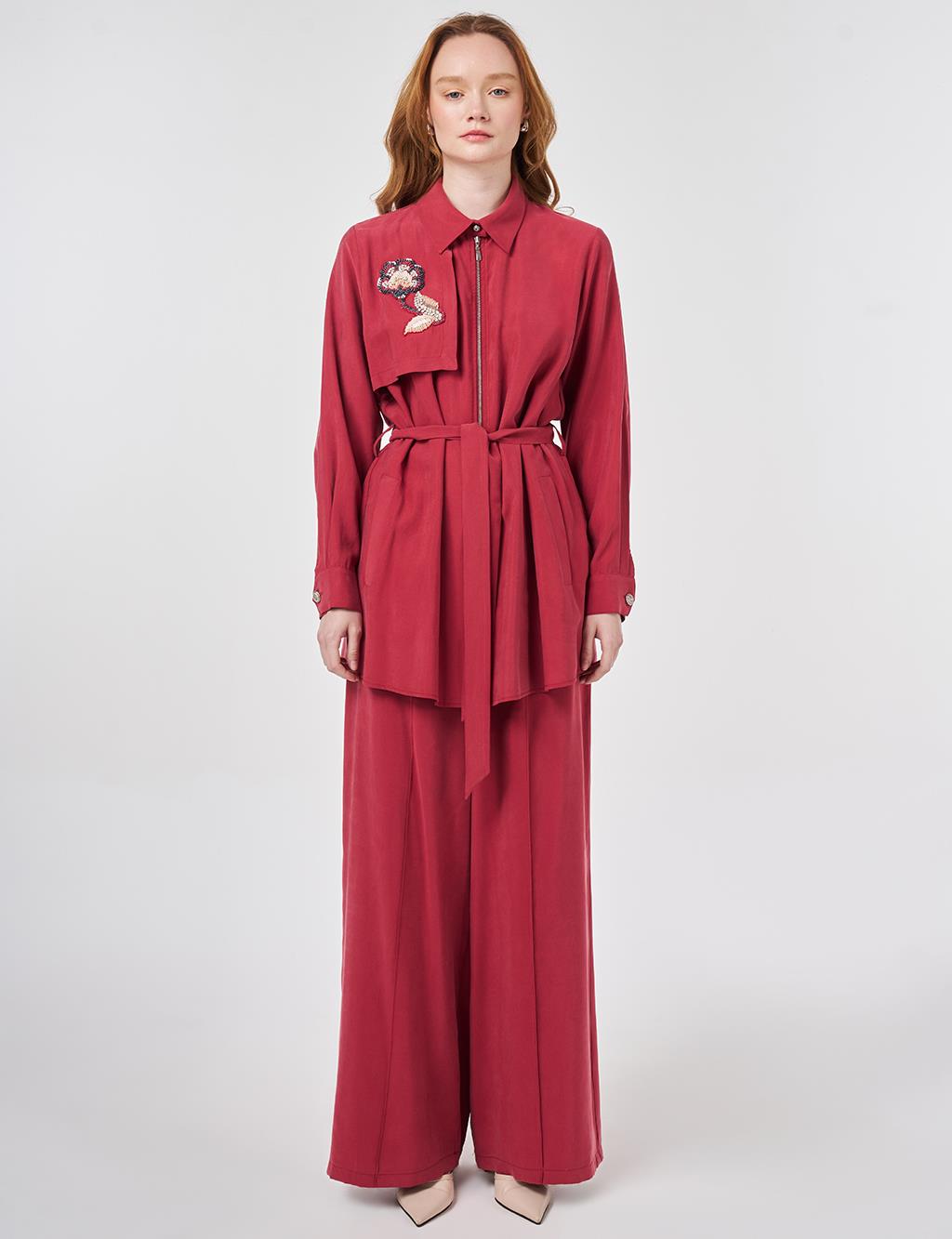 Beaded Modal Two-Piece Set, Ruby