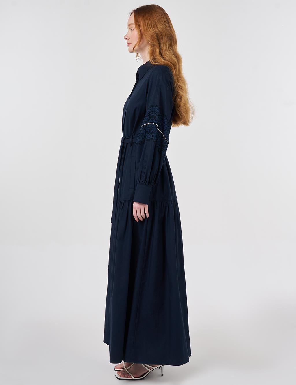 Lace Trimmed Maxi Dress Dark Navy