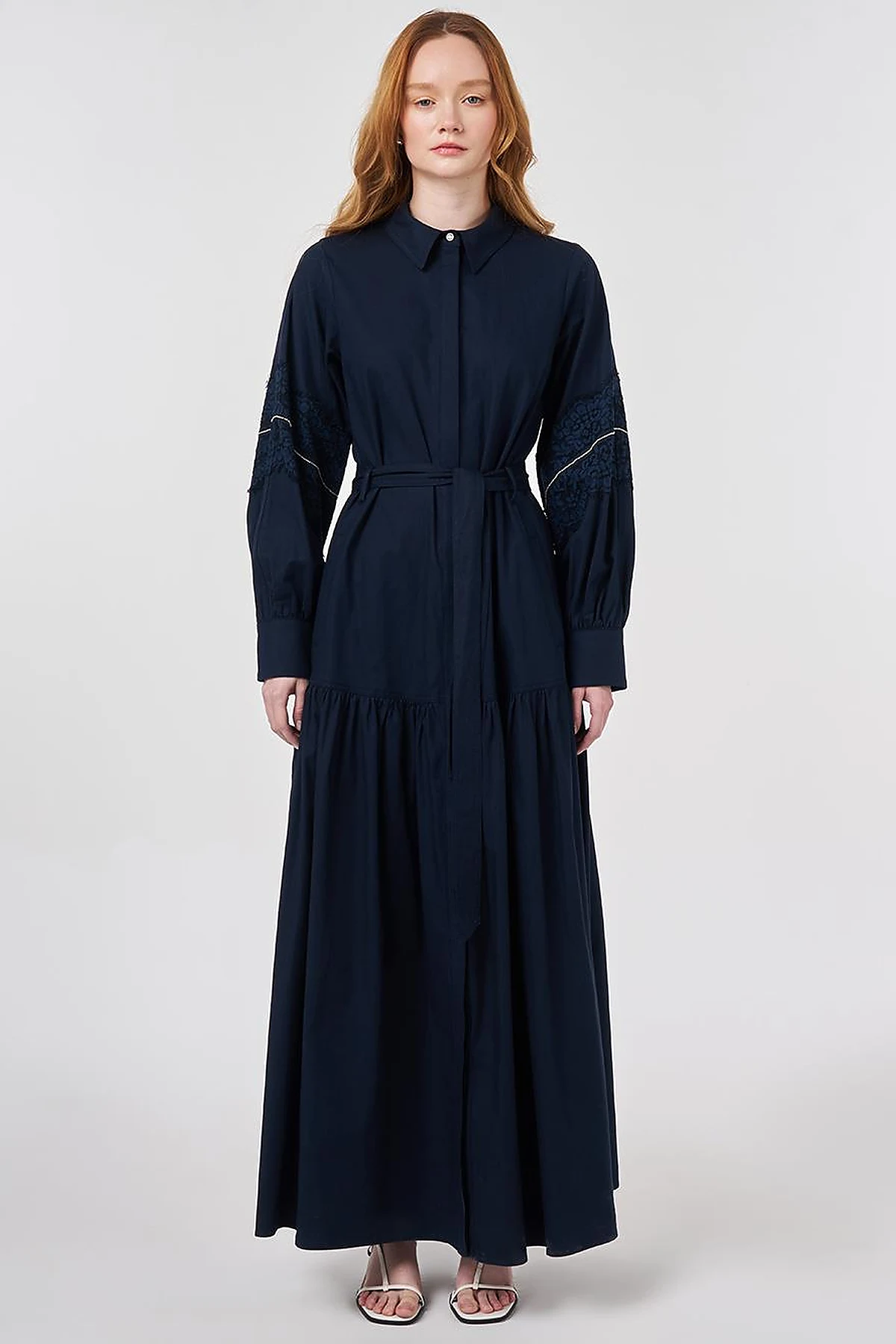 Lace Trimmed Maxi Dress Dark Navy