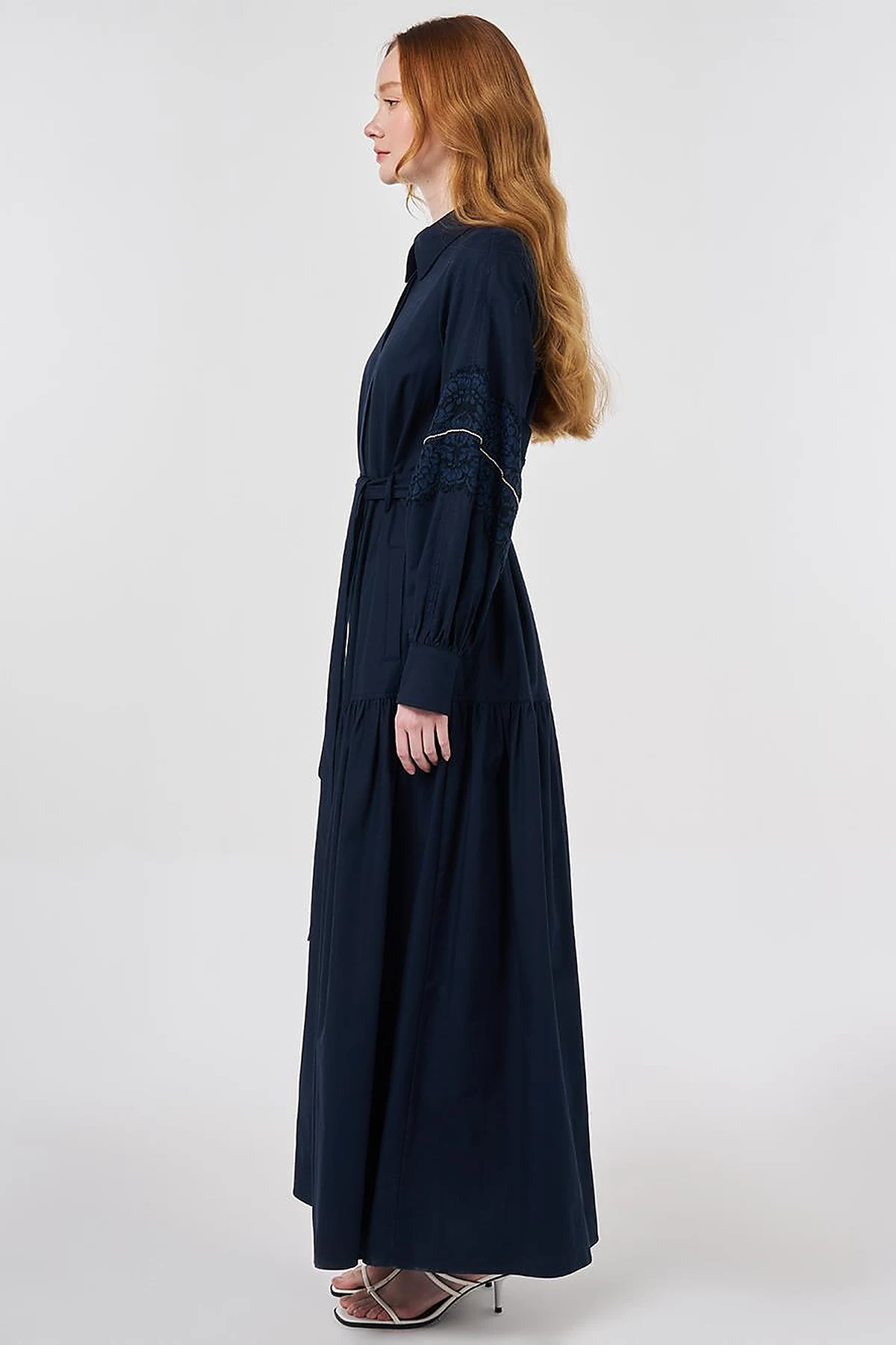 Lace Trimmed Maxi Dress Dark Navy