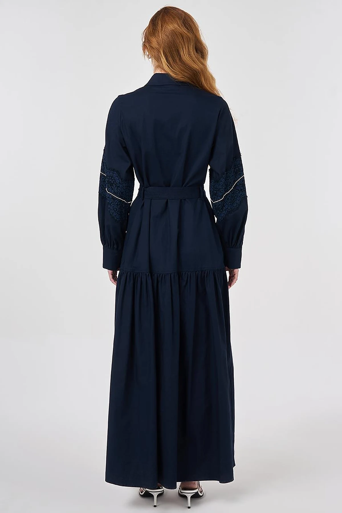 Lace Trimmed Maxi Dress Dark Navy