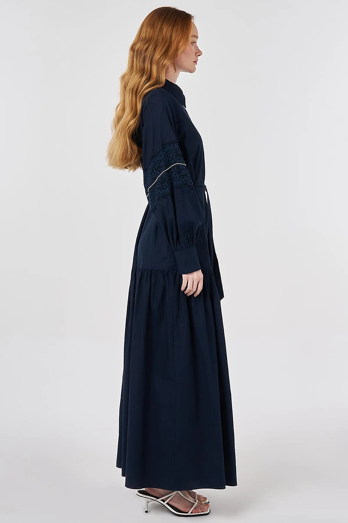 Lace Trimmed Maxi Dress Dark Navy