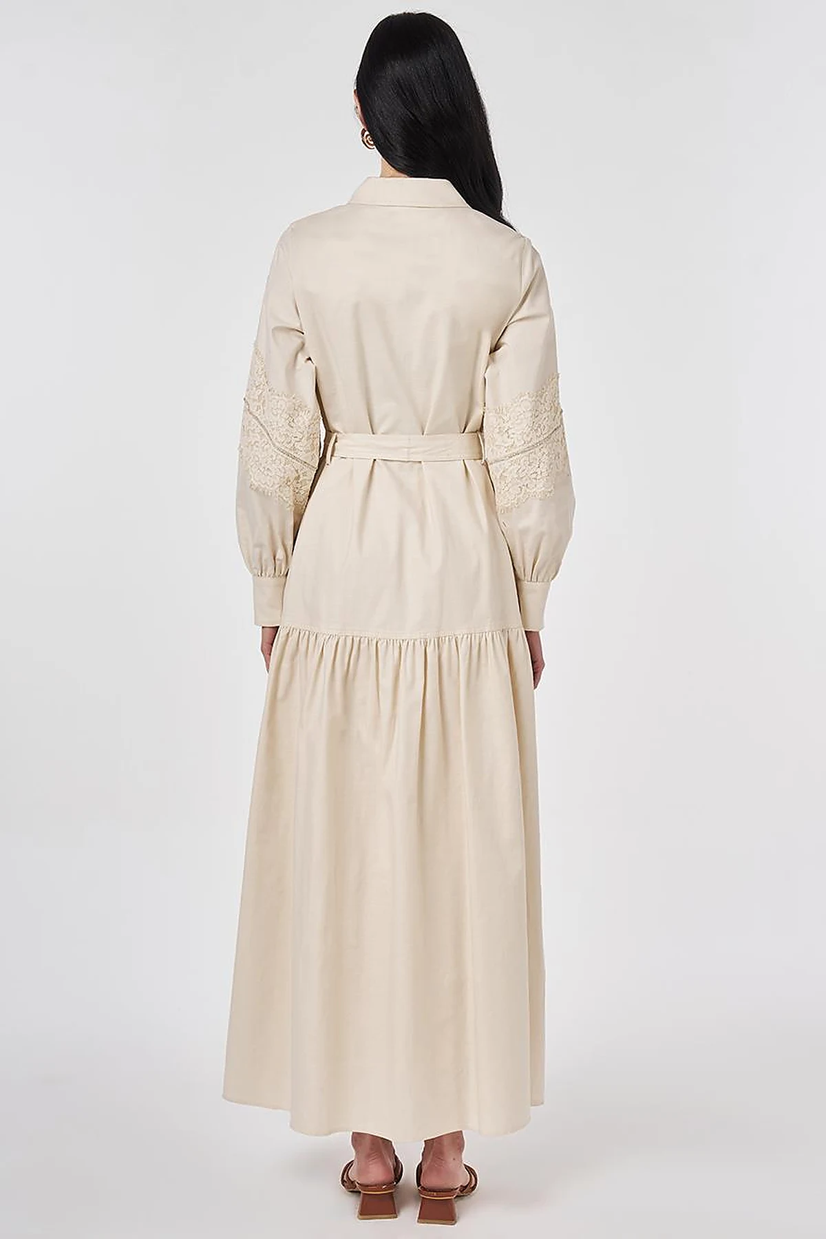 Lace Trimmed Maxi Dress Cream