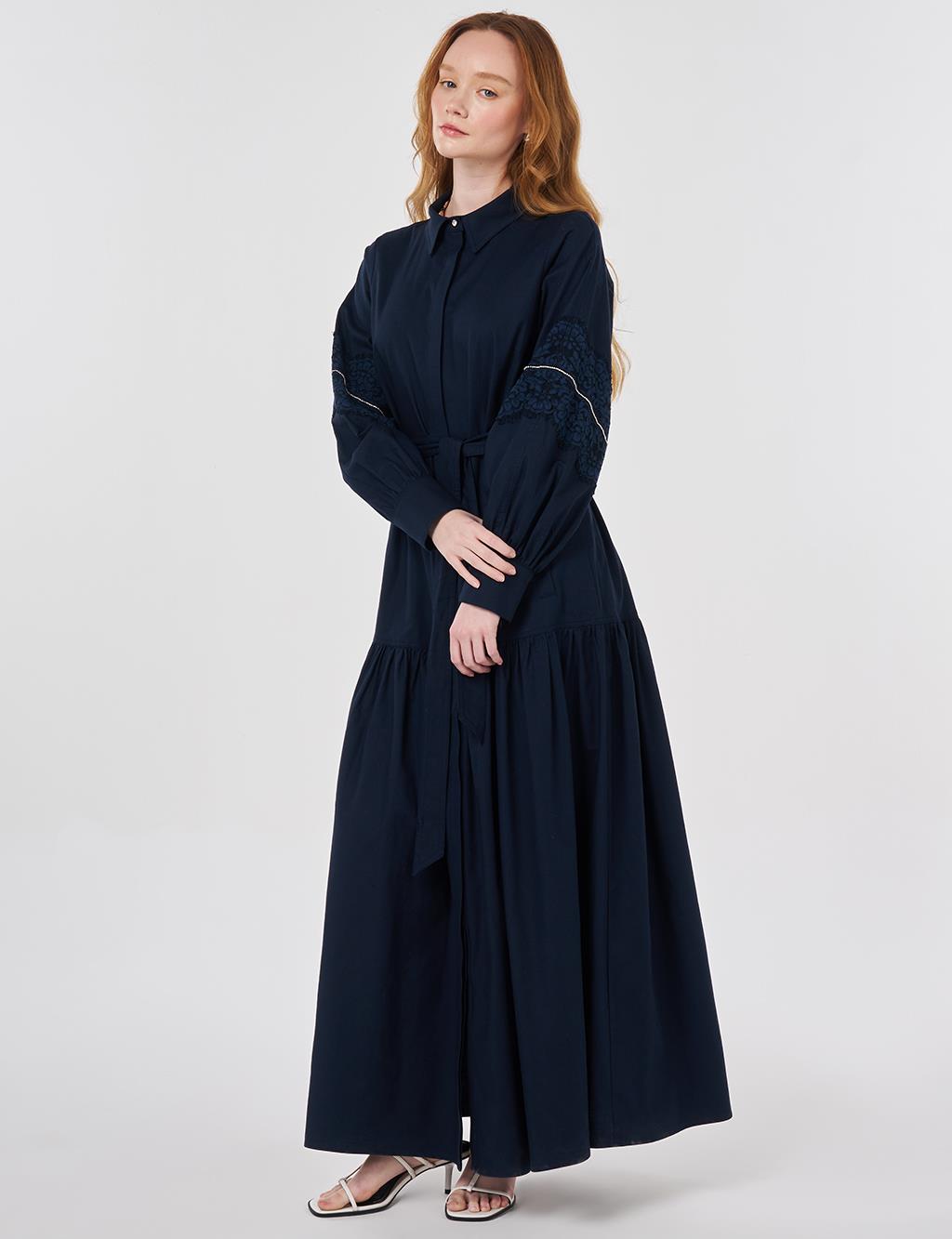 Lace Trimmed Maxi Dress Dark Navy