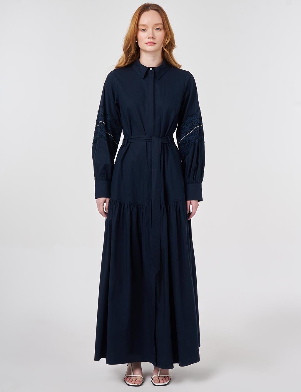 Lace Trimmed Maxi Dress Dark Navy