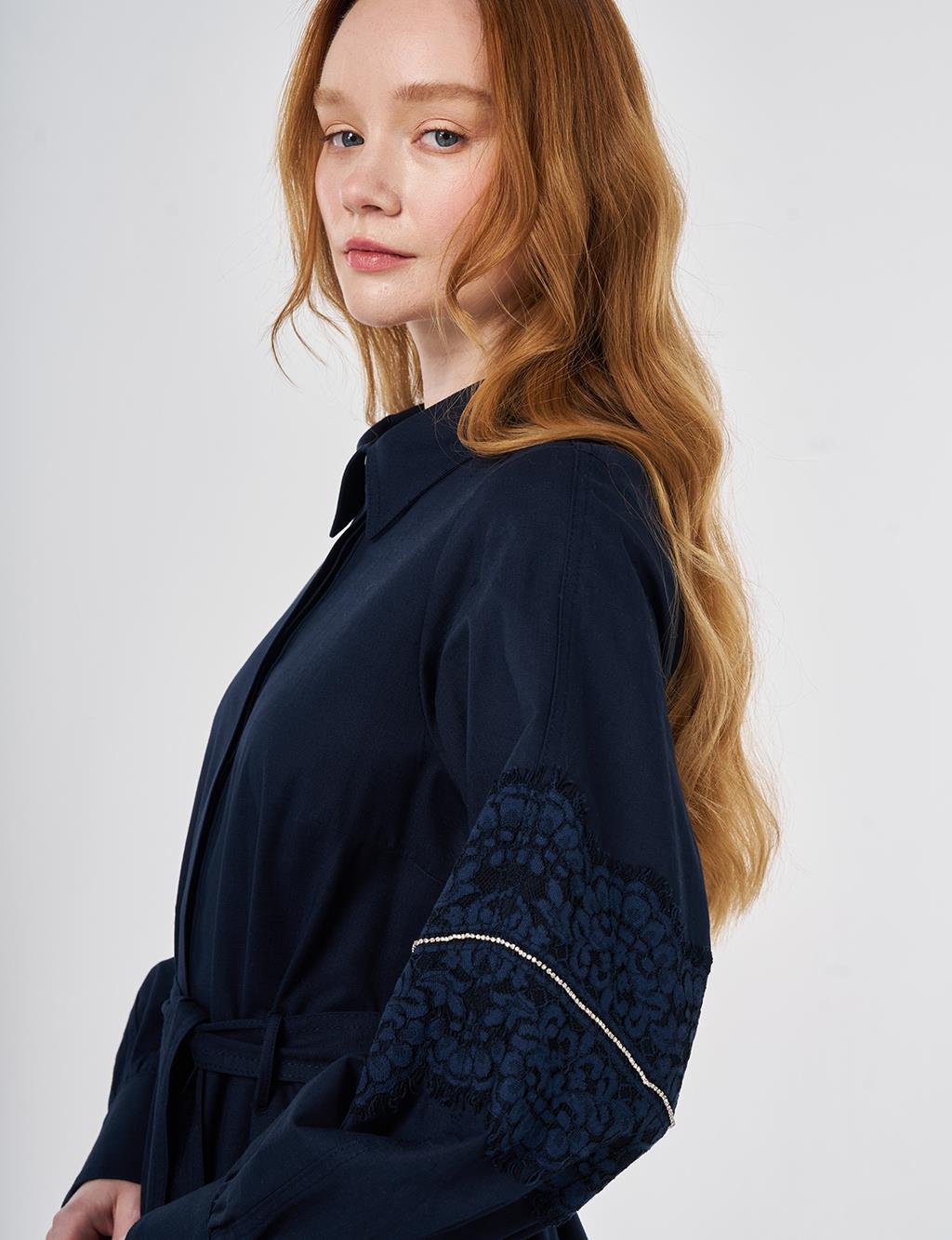 Lace Trimmed Maxi Dress Dark Navy