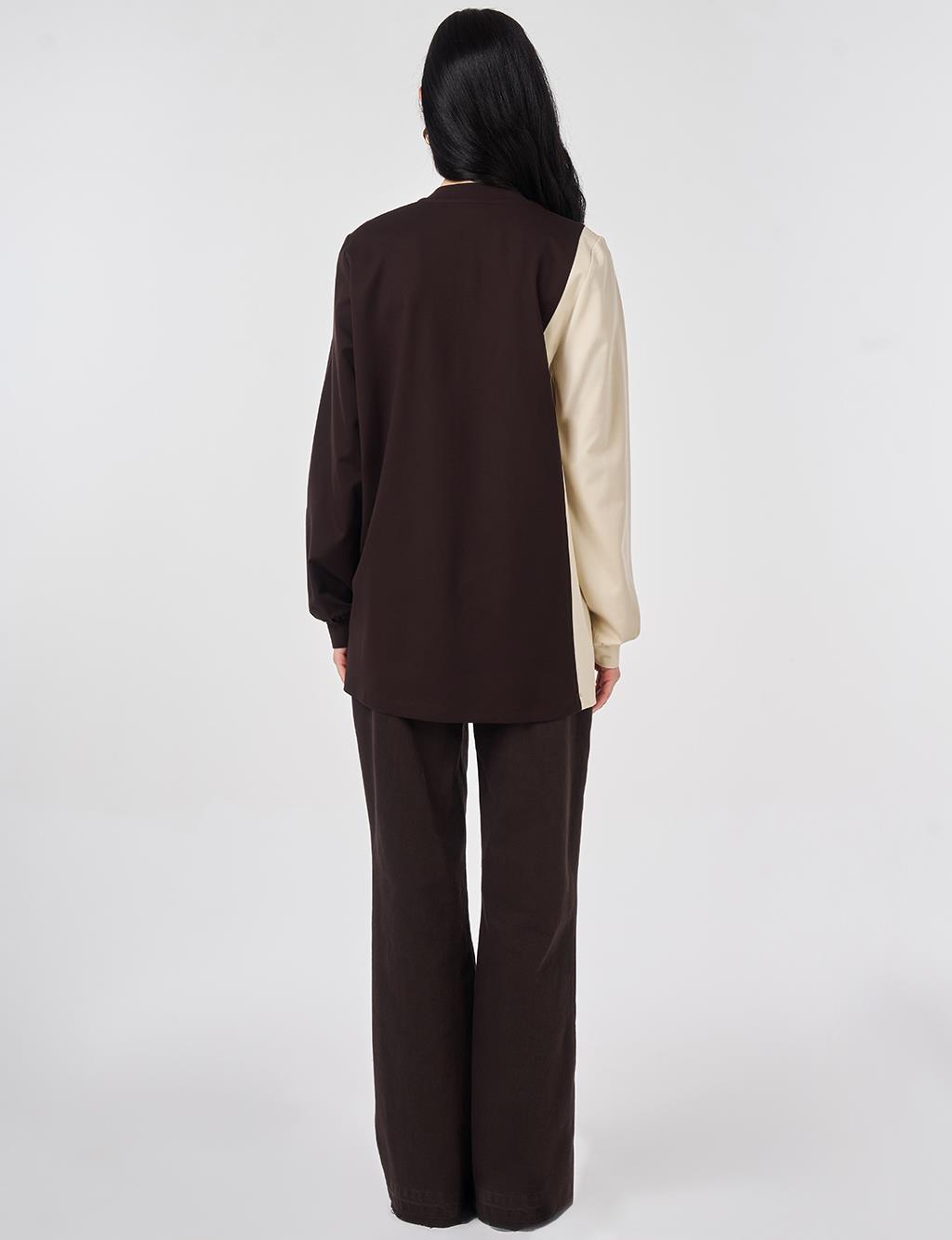 Gathered Detail Jersey Tunic Dark Brown