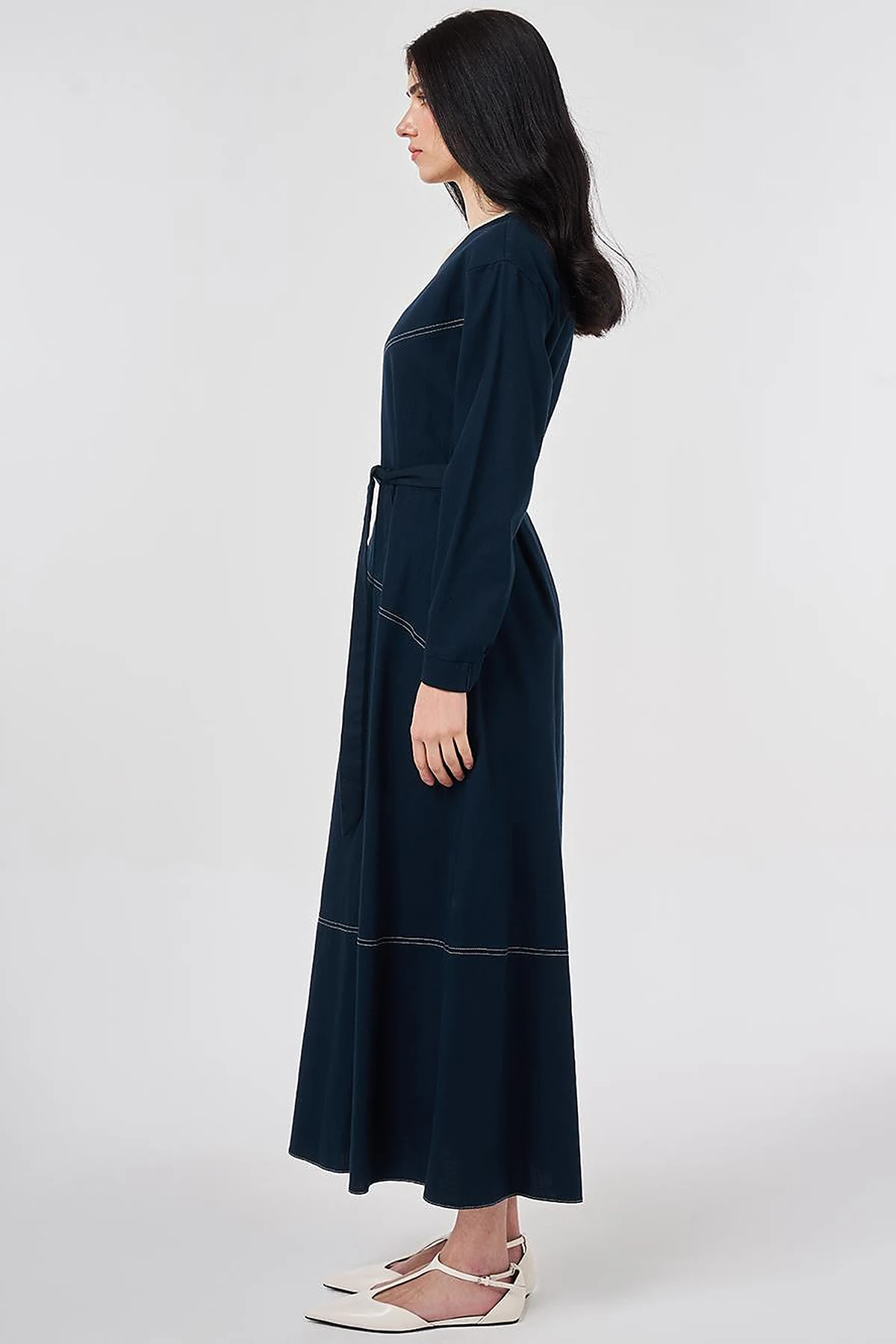 100% Cotton Piece Stitched Dress Navy