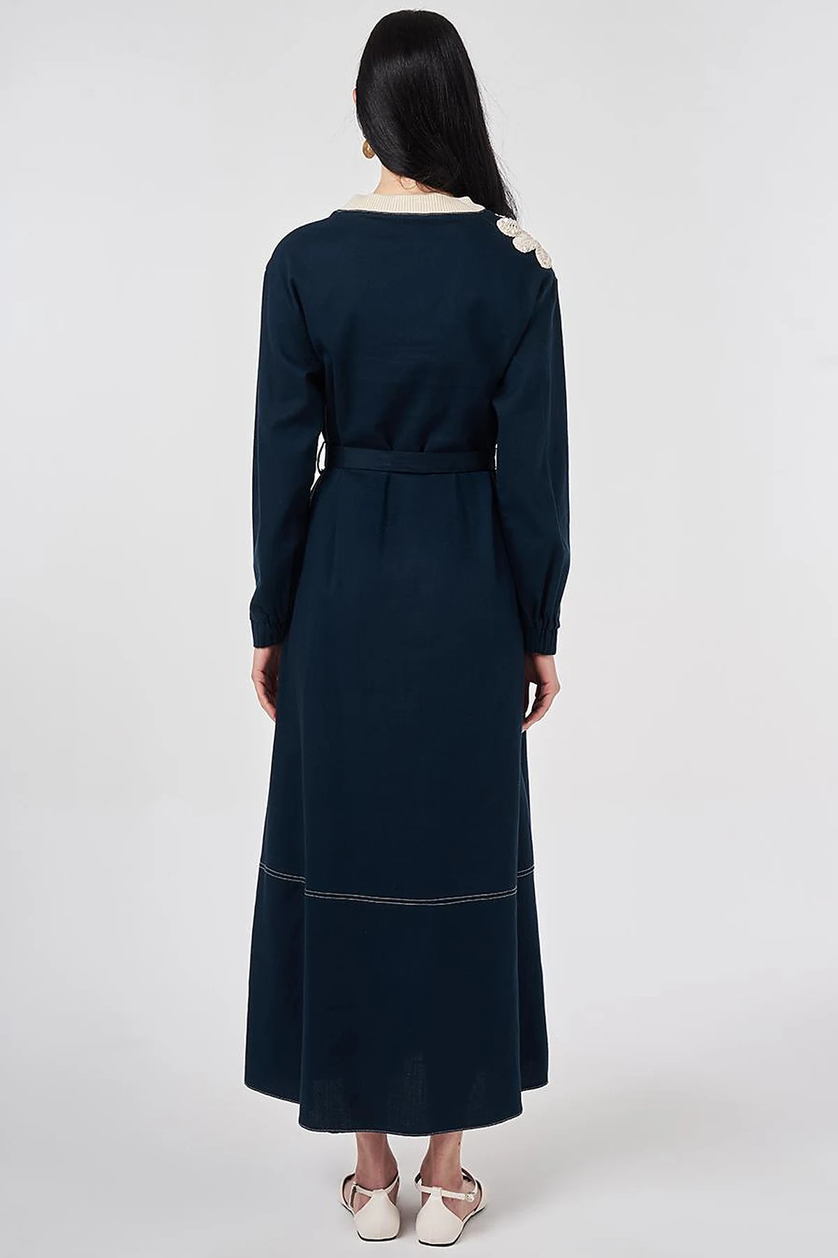 100% Cotton Piece Stitched Dress Navy