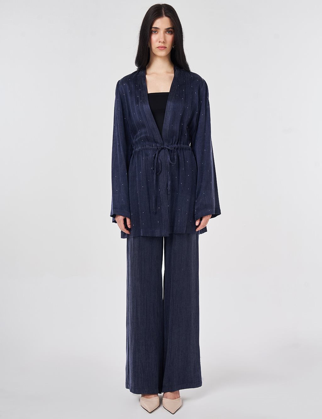 Hotfix Printed Lyocell Viscose Two-Piece Set Dark Navy