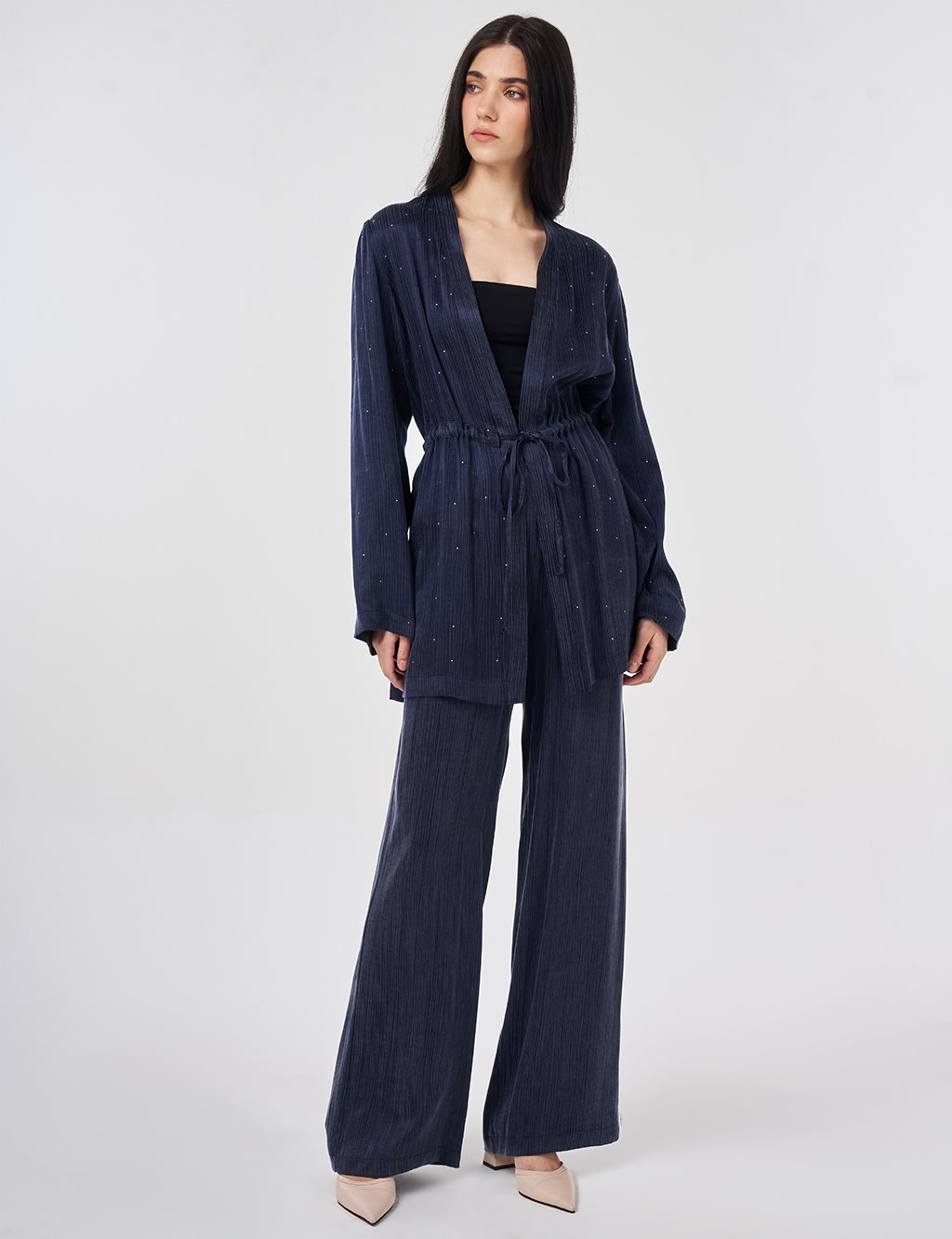 Hotfix Printed Lyocell Viscose Two-Piece Set Dark Navy