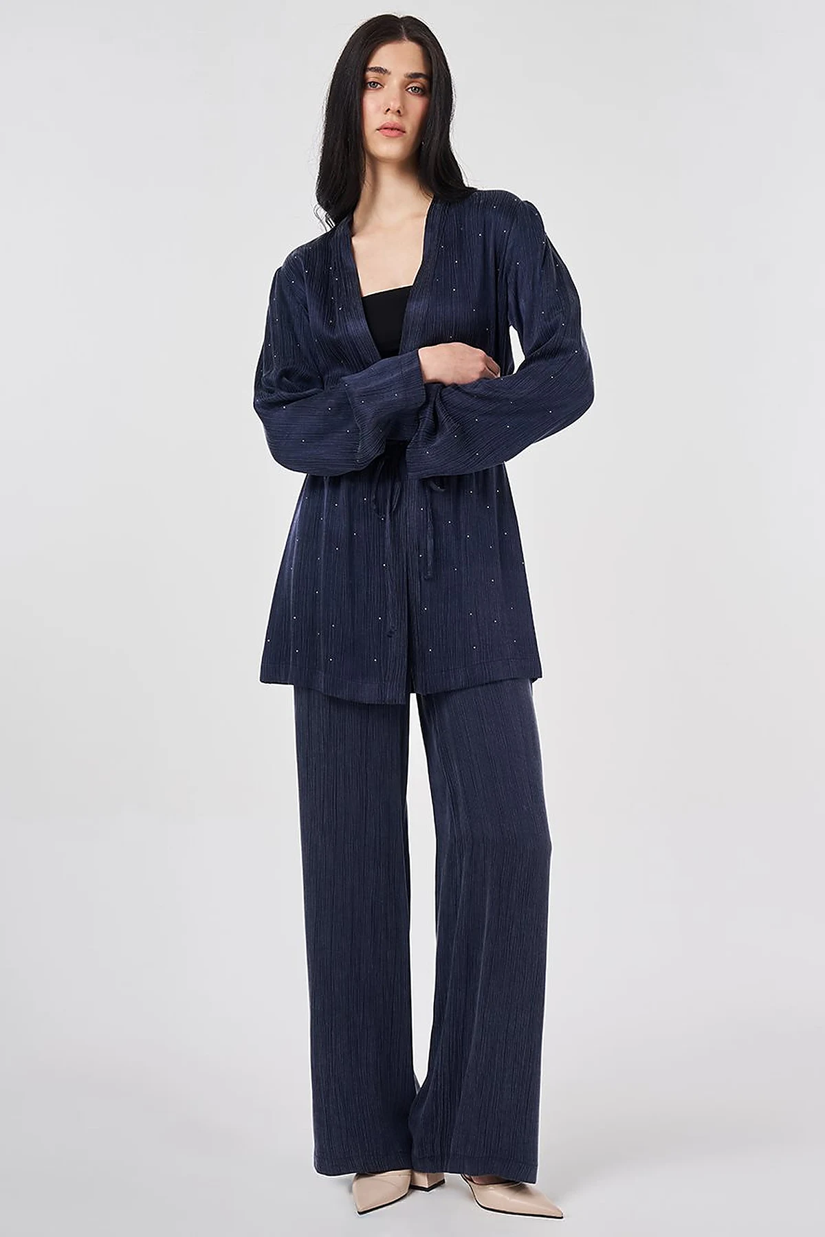 Hotfix Printed Lyocell Viscose Two-Piece Set Dark Navy