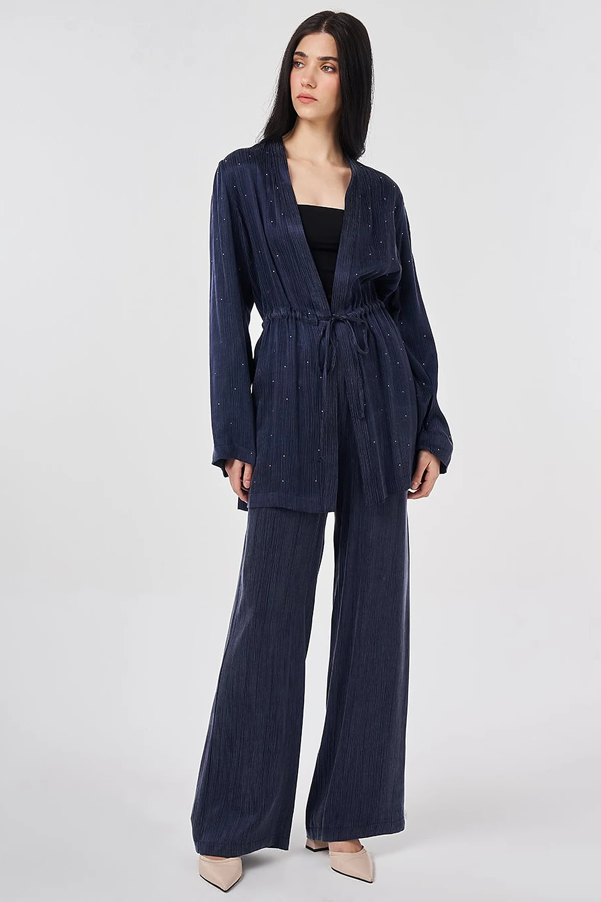 Hotfix Printed Lyocell Viscose Two-Piece Set Dark Navy