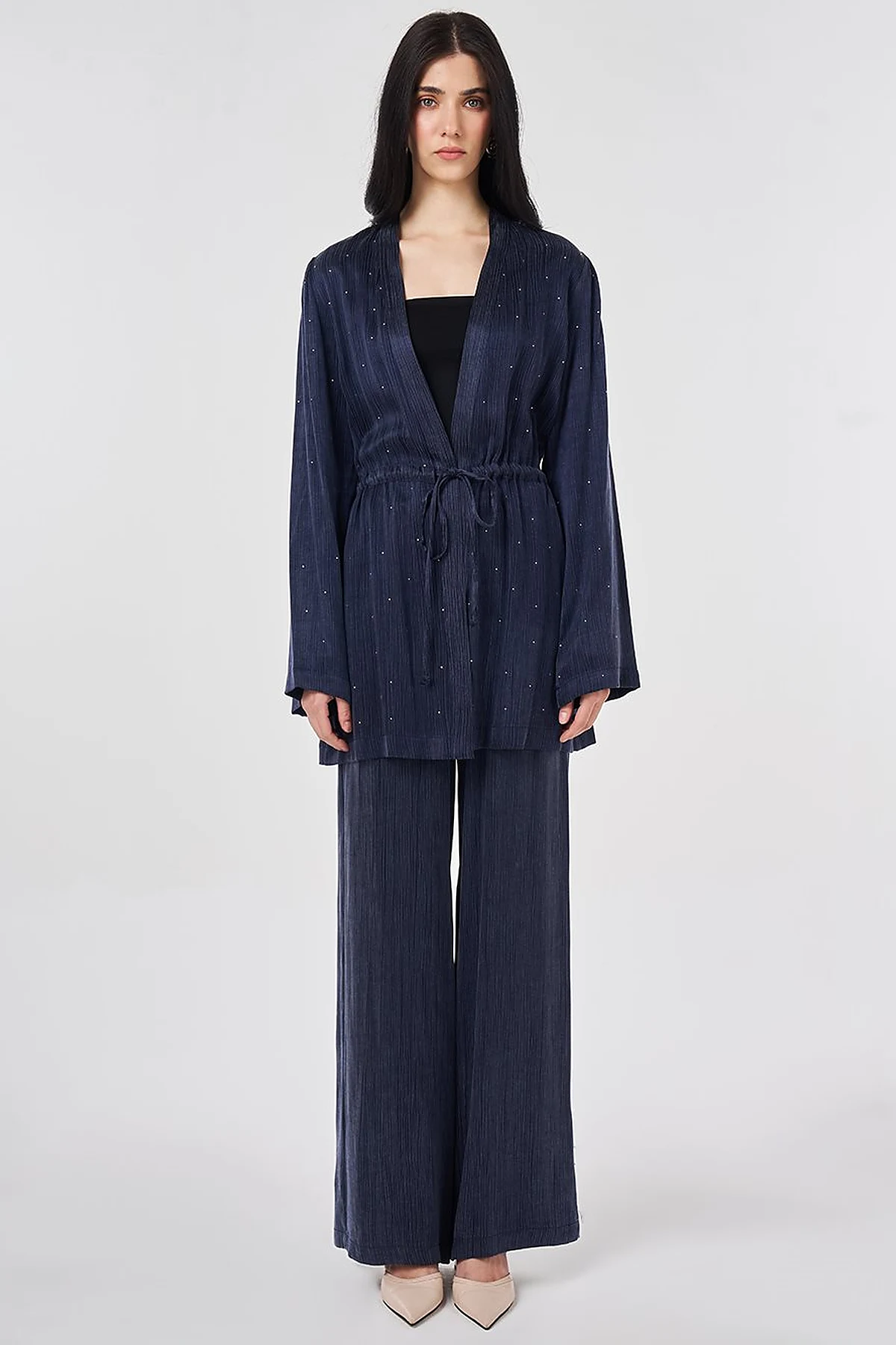 Hotfix Printed Lyocell Viscose Two-Piece Set Dark Navy