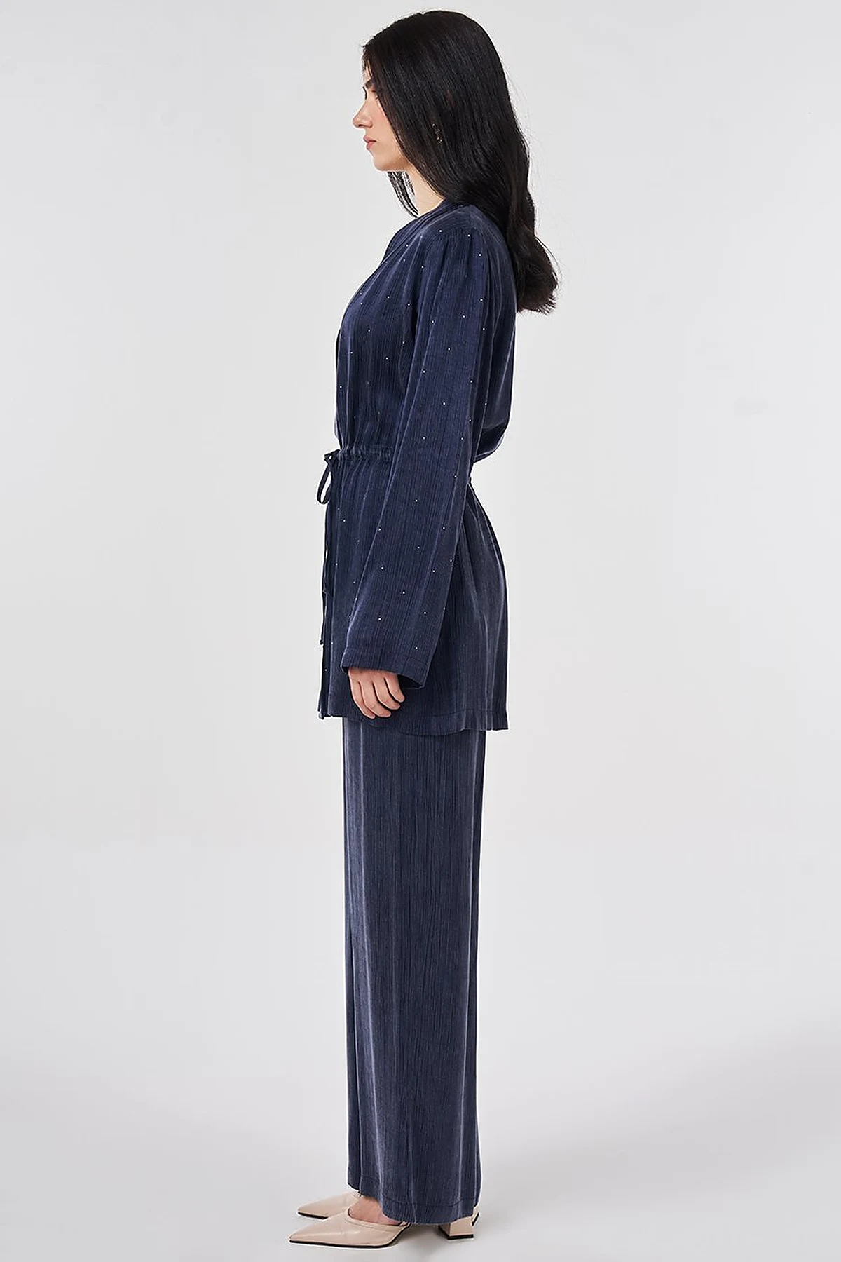 Hotfix Printed Lyocell Viscose Two-Piece Set Dark Navy