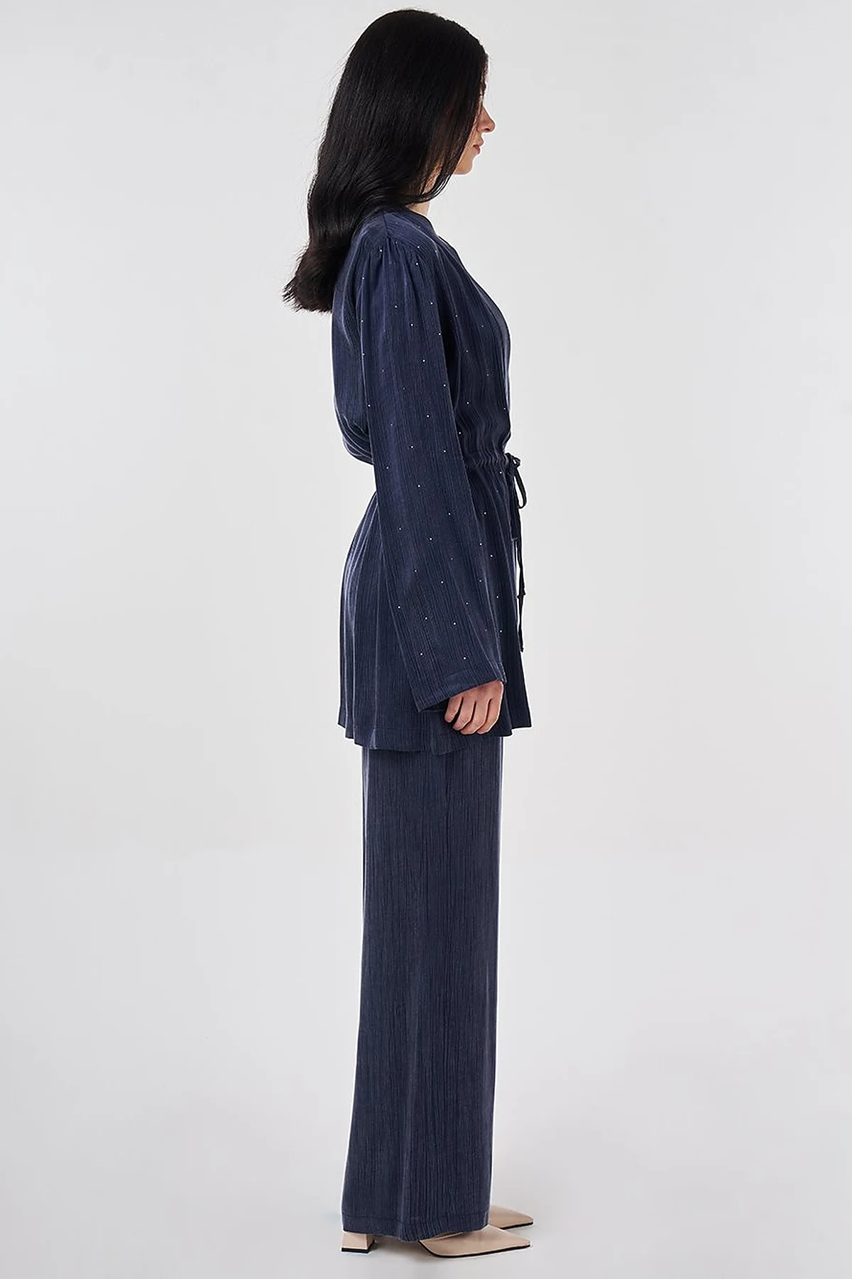 Hotfix Printed Lyocell Viscose Two-Piece Set Dark Navy